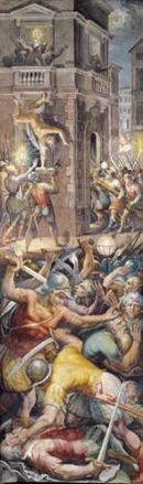 Le massacre de la Saint-Barthélemy par Giorgio Vasari - 1572-1573 - Sala Regia au Vatican