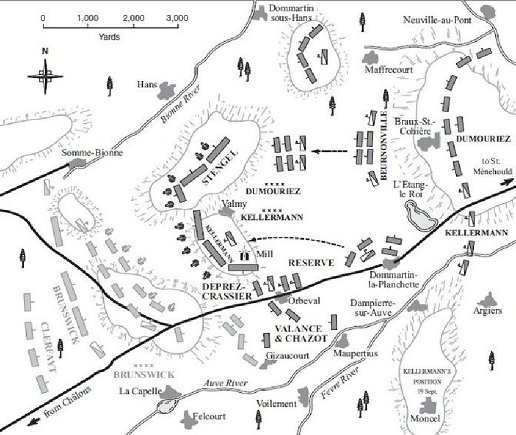 Carte de la bataille de Valmy